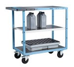 Servante mécano-soudée 3 plateaux tôle galvanisée 250 kg 850 x 500 mm roue caoutchouc