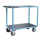 Servante mécano-soudée 2 plateaux tôle galvanisée 400 kg 1000 x 600 mm roue TPE