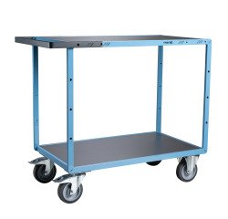 Servante mécano-soudée 2 plateaux tôle galvanisée 400 kg 1000 x 600 mm roue TPE