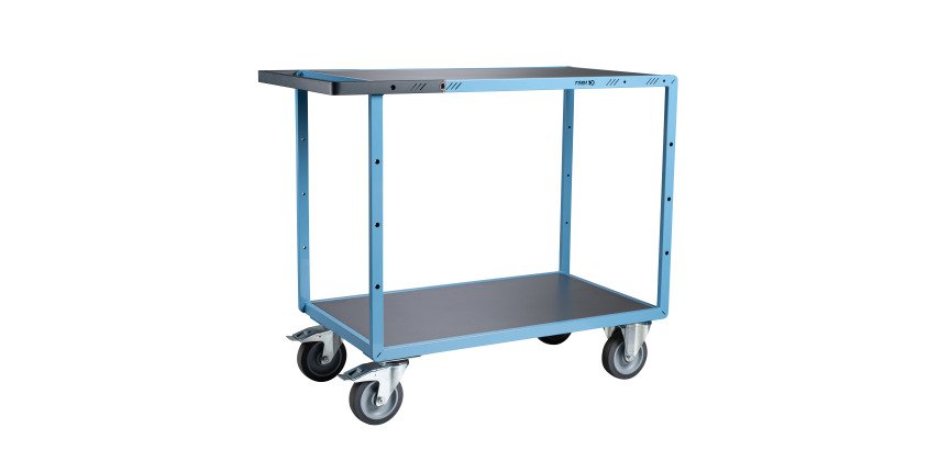 Servante mécano-soudée 2 plateaux tôle galvanisée 400 kg 1000 x 600 mm roue TPE