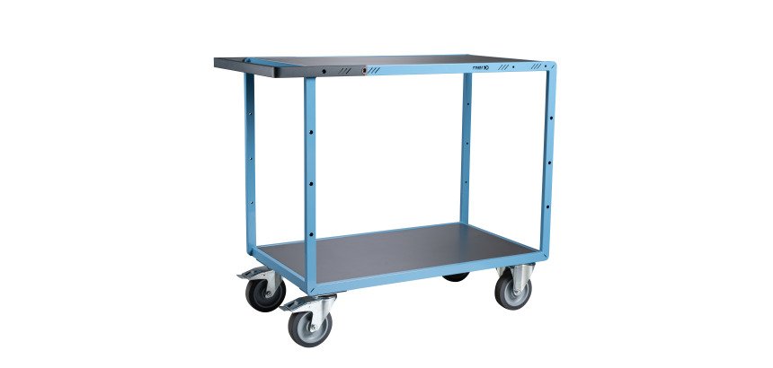 Servante mécano-soudée 2 plateaux tôle galvanisée 400 kg 1000 x 600 mm roue TPE