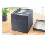 Caja de tela para almacenaje con tapa L, 2 piezas, gris