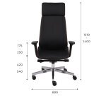 Chaise de bureau ergonomique Moon Wood Simili cuir, avec appui-tête, accoudoirs 3D, mécanisme synchrone + réglage profondeur d'assise, pieds chromé