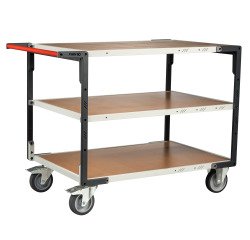 Servante montée 3 plateaux médium 400 kg 1200 x 800 mm roue TPE