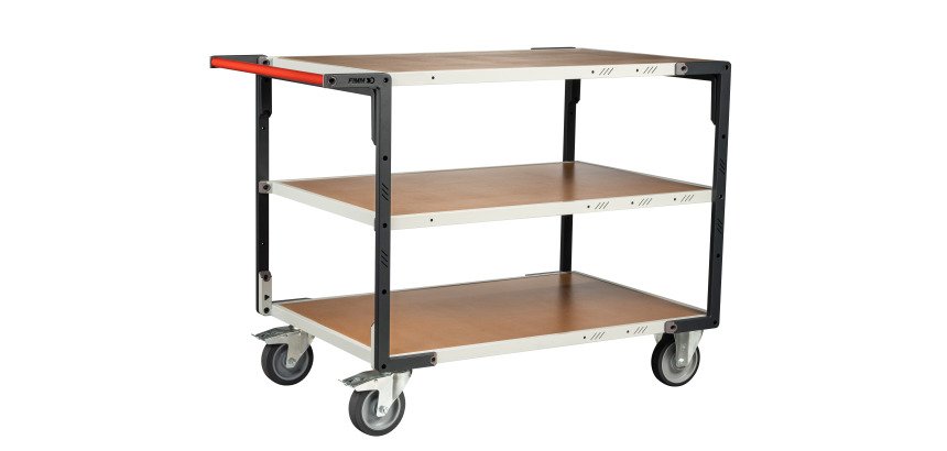 Servante montée 3 plateaux médium 400 kg 1200 x 800 mm roue TPE