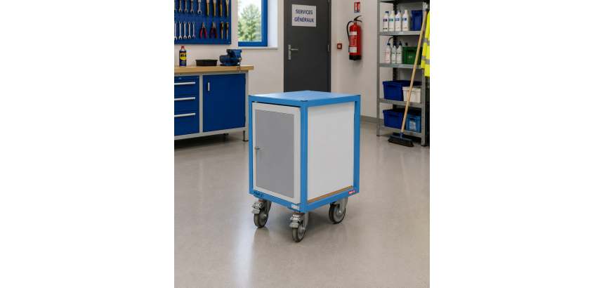 Petite servante établi 1 bloc porte plateau bois médium 400 kg roue TPE