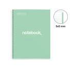Notebook Emotions, Couverture rigide, A4, quadrillage 5x5 mm, 80 feuilles de 1 couleur, Miquelrius, Menthe.
