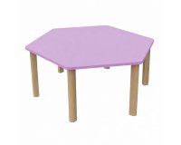 Table Fabiano Kids hexagonale avec pieds en bois - Taille T2 - Ecole maternelle