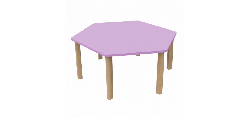 Hexagonal Fabiano Kids Table with Wooden Legs - Size T2 - Kindergarten