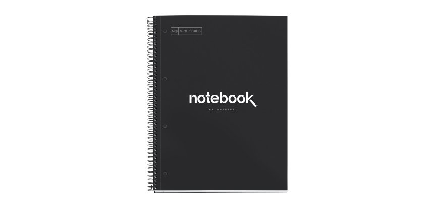 Notebook Emotions, Couverture rigide, A4, quadrillage 5x5 mm, 80 feuilles de 1 couleur, Miquelrius, Noir.
