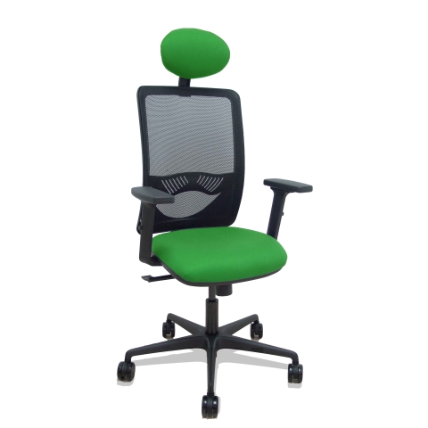 Silla de oficina Zulema con reposabrazos 2D y cabecera - Verde