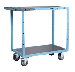 Servante mécano-soudée 2 plateaux tôle galvanisée 250 kg 850 x 500 mm roue TPE
