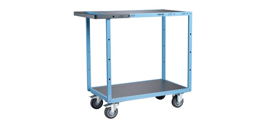 Servante mécano-soudée 2 plateaux tôle galvanisée 250 kg 850 x 500 mm roue TPE