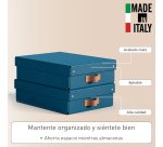 Caja de almacenamiento Leitz Puro con tapa, media baja, 8L, cartón 100% reciclado, paquete de 2 - Azul marino - 8