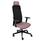 Fauteuil de bureau ergonomique MIKE B, tissu et maille, avec accoudoirs 1D et appui-tête, mécanisme synchrone, pieds noirs