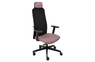 Fauteuil de bureau ergonomique MIKE B, tissu et maille, avec accoudoirs 1D et appui-tête, mécanisme synchrone, pieds noirs