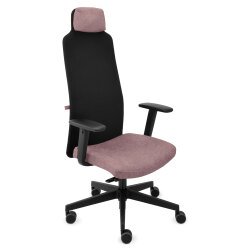 Fauteuil de bureau ergonomique MIKE B, tissu et maille, avec accoudoirs 1D et appui-tête, mécanisme synchrone, pieds noirs
