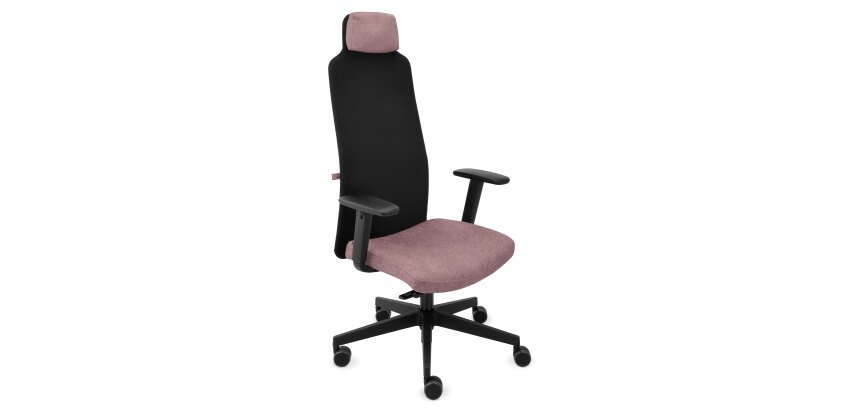 Fauteuil de bureau ergonomique MIKE B, tissu et maille, avec accoudoirs 1D et appui-tête, mécanisme synchrone, pieds noirs