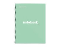 Notebook Emotions, Couverture rigide, A4, quadrillage 5x5 mm, 80 feuilles de 1 couleur, Miquelrius, Menthe.
