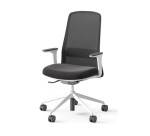 Chaise de bureau ROCKIT tissu et maille - Dossier haut - accoudoirs 1D - structure blanche