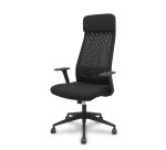 Chaise de bureau Pro536 - tissu noir avec accoudoirs fixes