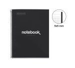 Notebook Emotions, Couverture rigide, A4, quadrillage 5x5 mm, 80 feuilles de 1 couleur, Miquelrius, Noir.
