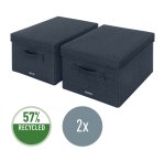 Caja de tela para almacenaje con tapa M, 2 piezas, gris
