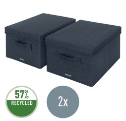 Caja de tela para almacenaje con tapa M, 2 piezas, gris
