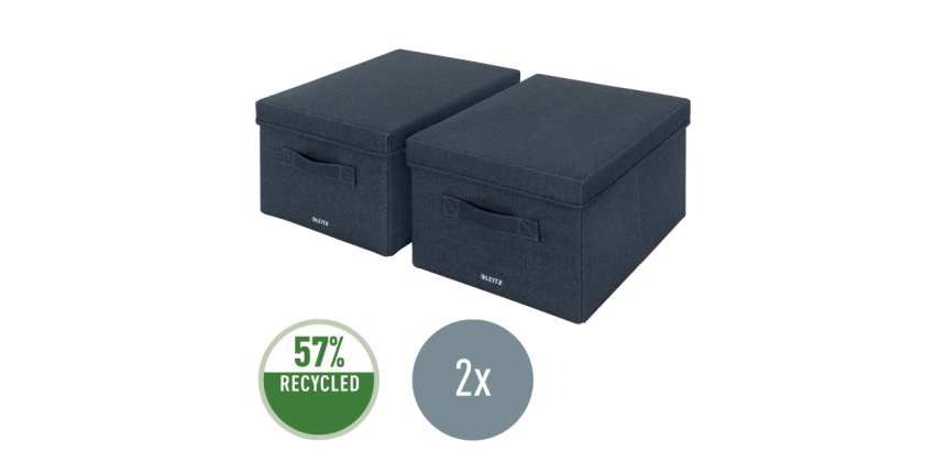 Caja de tela para almacenaje con tapa M, 2 piezas, gris
