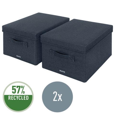 Caja de tela para almacenaje con tapa M, 2 piezas, gris