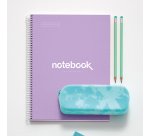 Notebook Emotions, Couverture rigide, A4, quadrillage 5x5 mm, 80 feuilles de 1 couleur, Miquelrius, Lavande.
