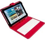 Funda Universal + Teclado (9 - 10.4) Cable Micro USB/C roja/blanca