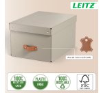 Caja de almacenamiento Leitz Puro con tapa, mediana, 17L, cartón 100% reciclado, paquete de 2 - Beige - 17