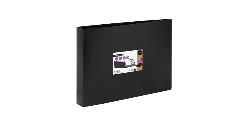 Classeur 2 anneaux plastifié CREATIV GALLERY VIQUEL A4 format paysage - Dos 4 cm - coloris noir