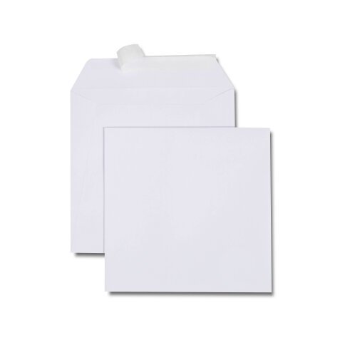 Boîte de 500 enveloppes carrées blanches 190x190 120 g/m² bande de protection
