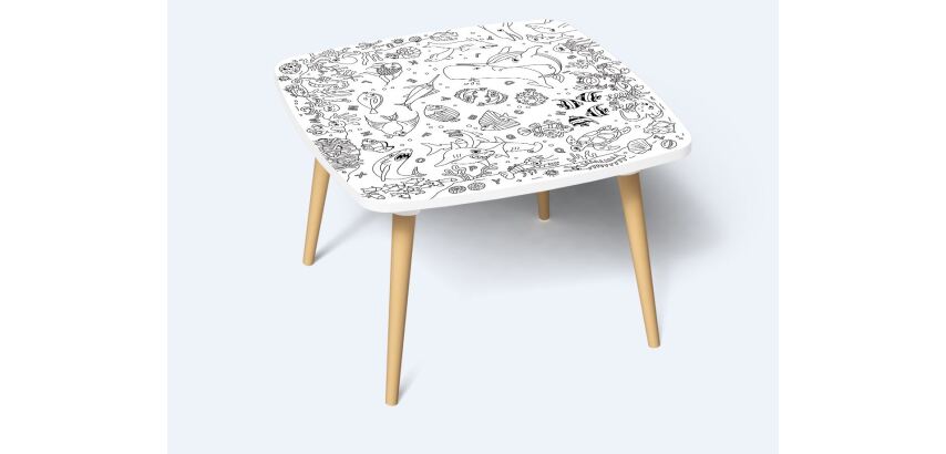 Tables hautes KIDS à colorier - Motif Océan - Lot de 2