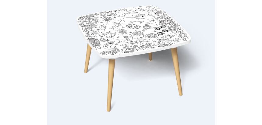 Tables hautes KIDS à colorier - Motif Océan - Lot de 2