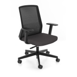 Chaise de bureau ergonomique COCO tissu et maille, avec accoudoirs 3D, mécanisme synchrone, pieds noirs