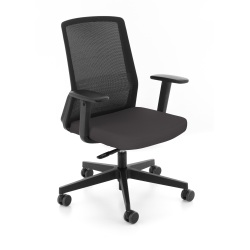 Chaise de bureau ergonomique COCO tissu et maille, avec accoudoirs 3D, mécanisme synchrone, pieds noirs