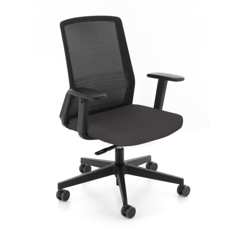 Chaise de bureau ergonomique COCO tissu et maille, avec accoudoirs 3D, mécanisme synchrone, pieds noirs