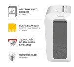 Destructora Trituradora de documentos Fellowes LX65 corte en partículas 11,5L P-4 blanca