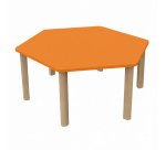 Table Fabiano Kids hexagonale avec pieds en bois - Taille T2 - Ecole maternelle