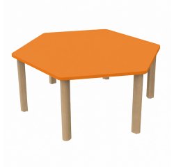 Hexagonale Fabiano Kids tafel met houten poten - Kleuterschool