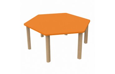 Hexagonale Fabiano Kids tafel met houten poten - Kleuterschool