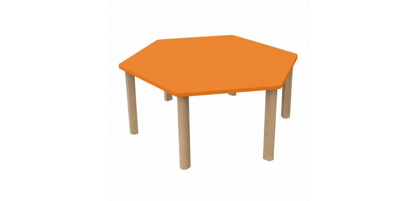 Hexagonal Fabiano Kids Table with Wooden Legs - Nursery School