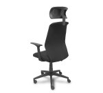 Silla de oficina Parolis respaldo malla negro con cabecero y asiento aran negro