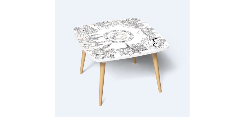 Table basse KIDS à colorier - Motif Monuments - Lot de 2