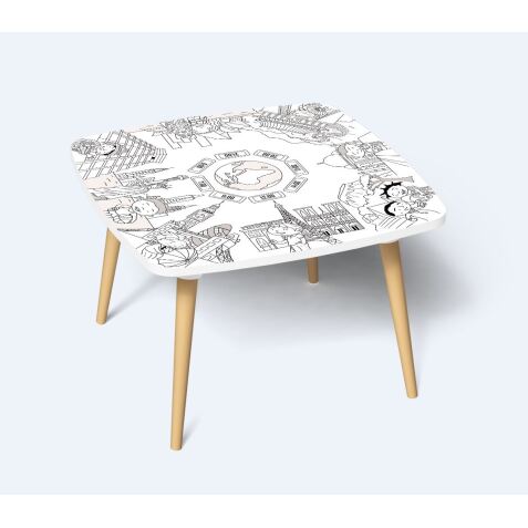 Table basse KIDS à colorier - Motif Monuments - Lot de 2