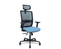 Silla de oficina Haches con reposabrazos 2D y cabecera - Azul claro