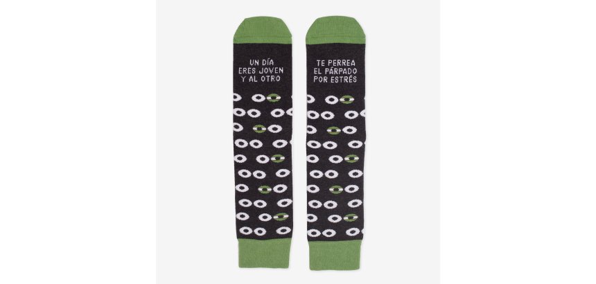 Calcetines "Un día eres joven y al otro te perrea el párpado del estrés" talla 42-46